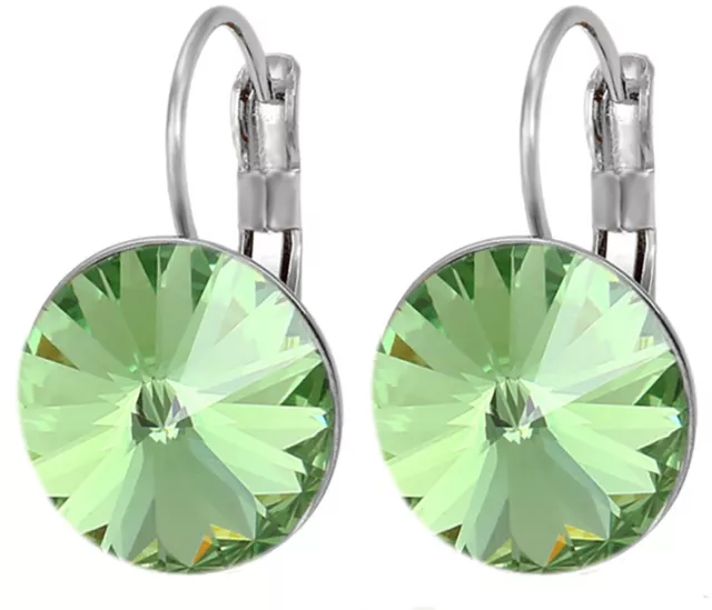 Women Round Large LEVER BACK Bella Earrings made with SWAROVSKI crystal 3