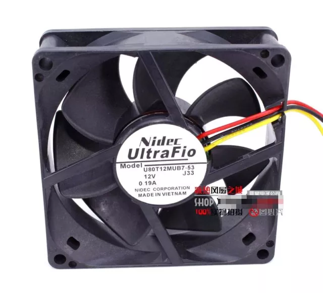 NIDEC U80T12MUB-53 8025 12V0.19A 8CM mute CPU case power supply speed test fan