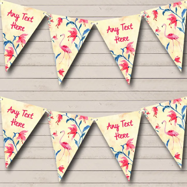 Flamingo Tropical Yellow Pink Birthday Party Banner