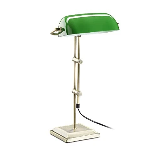 Relaxdays Lampe de banquier abat-jour vert bibliothèque rétro liseuse lecture...
