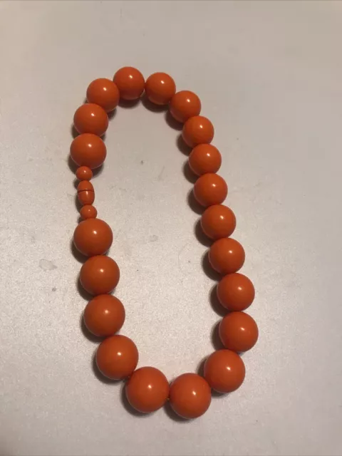 Vintage/Antique Vibrant Orange BAKELITE Statement Bead Bib Necklace Stunning