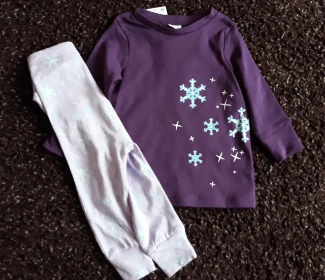 Next Baby Girls Purple Snowflake Pyjamas Age 9-12 Months BNWT