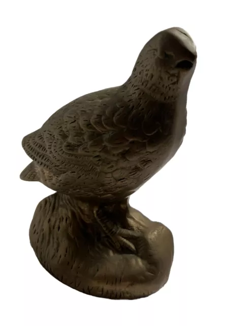 Mid Century Brass Quail Statue Weighted Vintage Taiwan