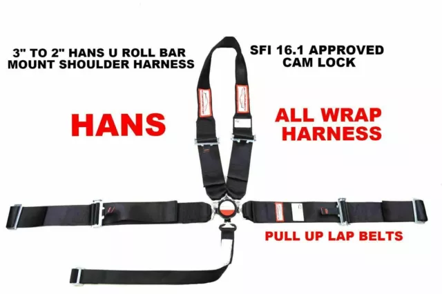 Nhra Dragster Racing Harness Seat Belt All Wrap Sfi 16.1 Black