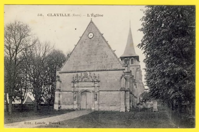 cpa Normandie 27 - CLAVILLE (Eure) L' ÉGLISE du VILLAGE Ed. LONCLE, Evreux