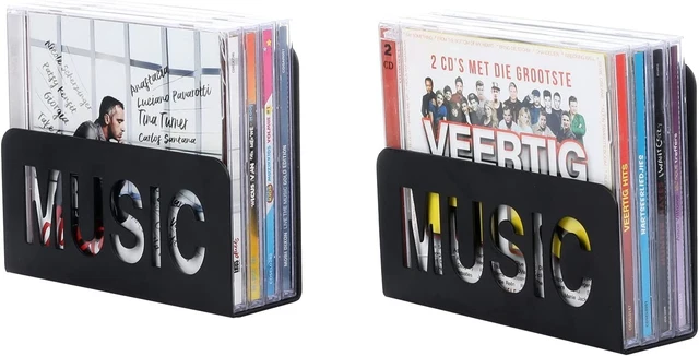 Wandmontage Matt Schwarz Metall CD Halter, Hänge Medien Schmuck Etui Rack 2er Set