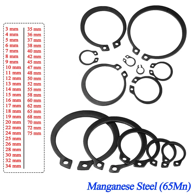 Anelli di Contenimento Circlip C Esterni 3mm - 75mm per Albero DIN 471 Acciaio Manganese