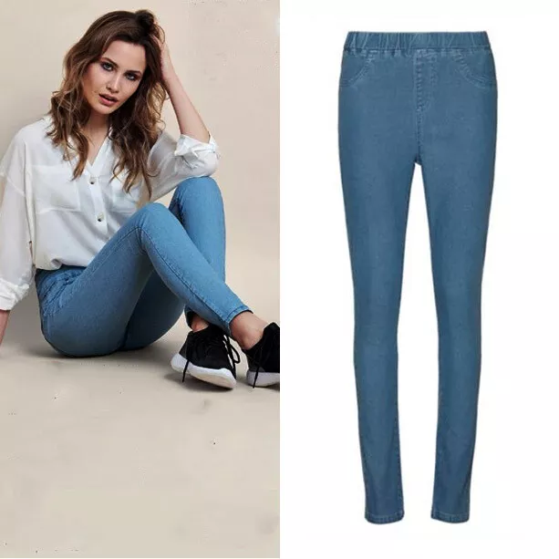 Super Skinny High Waist Jeans Womens Ladies Denim Jeggings Size 8