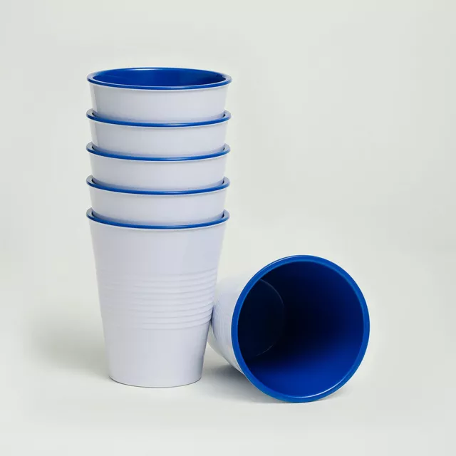 Barel Designs Retro Royal Blue Melamine Tumblers 275mL Set of 6 Water Cups