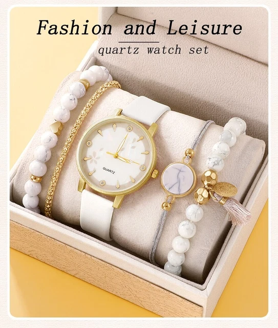 Montre et bracelets pour femme, or rose, 4pièces - Montre pour