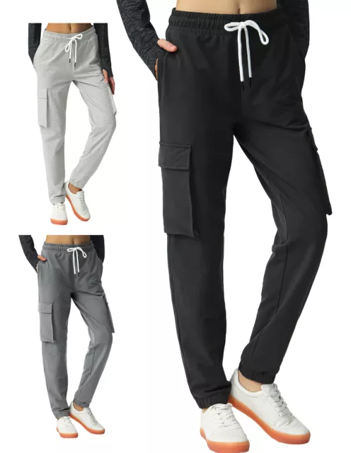 Women Cargo Pants Stretch Joggers Sweatpants Lounge Pockets Gym Workout Trousers