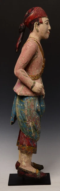 19th Century, Mandalay, Antique Burmese Wooden Standing Figure 11