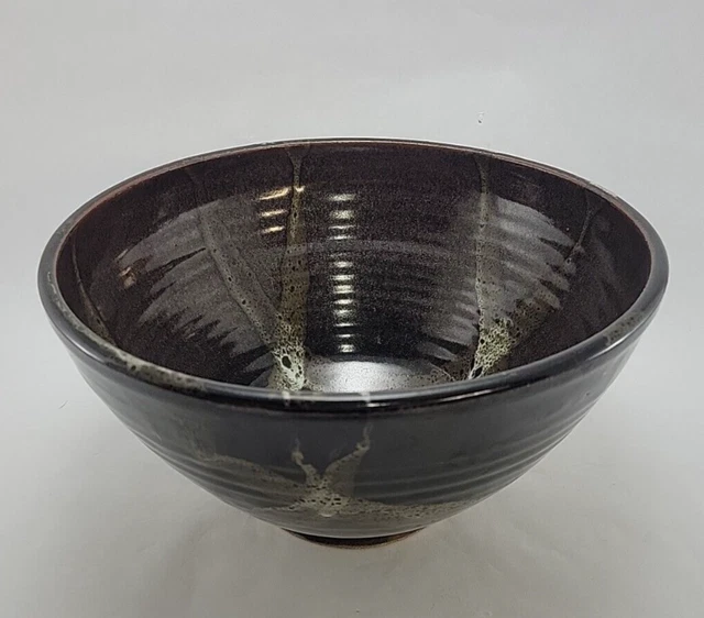 Large Brown Glaze Serving Bowl Stoneware Hand Thrown 11 Inches