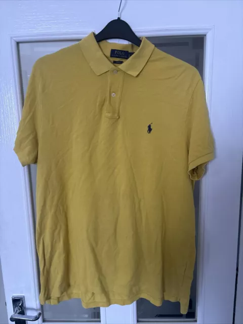 POLO RALPH LAUREN Mens Slim Fit Polo Shirt XL Yellow Cotton