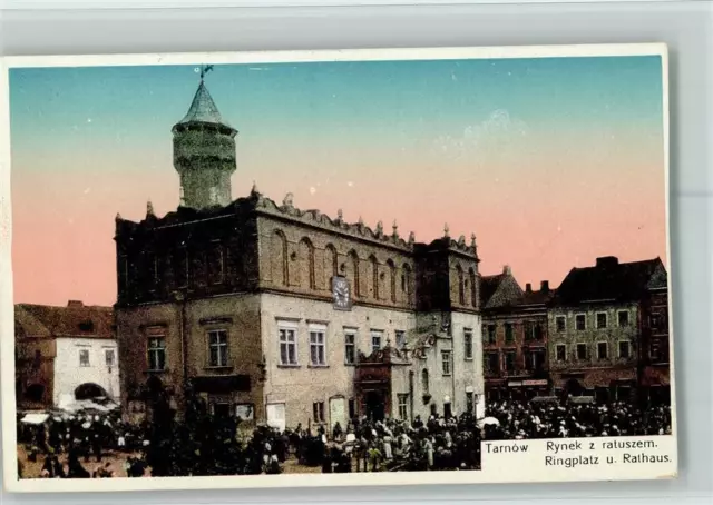 13054277 - Breslau Rynek - Marktszene - Ringplatz und Rathaus AK gute Erhaltung