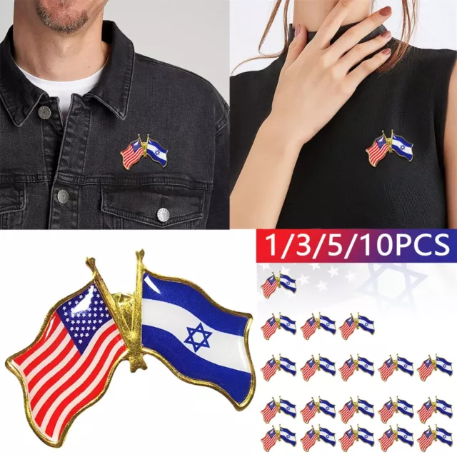 Wholesale Pack of1-10 USA American Israel Friendship Flag Bike Hat Cap lapel Pin