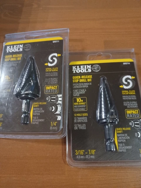 Klein Tools QRST11 & QRST14-Quick-Release Step Drill Bit-New