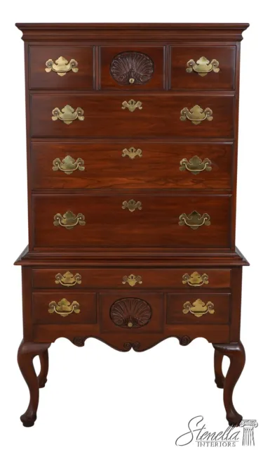 60466EC: HENKEL HARRIS Cherry Queen Anne 2 Piece Highboy