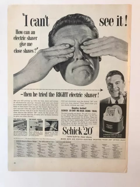 1953 Schick 20 Electric Shaver Electric Razor Vintage Print Ad