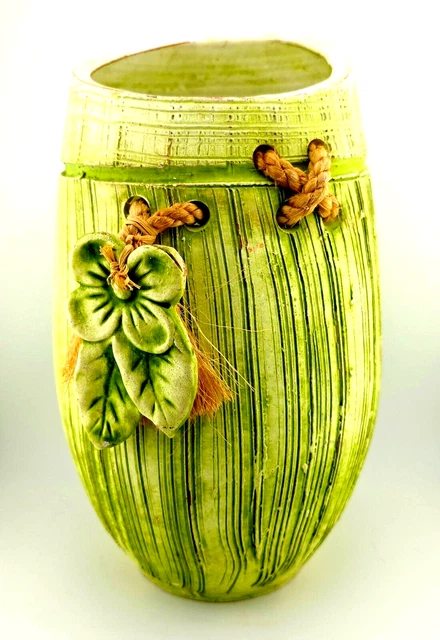 Grand Vase Jarre En Terre Cuite - Vert Patiné - Décoratif - Occasion
