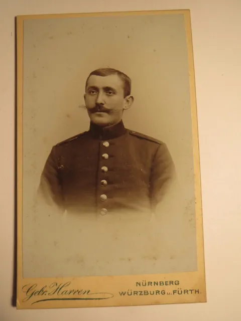 Soldat in Uniform - Portrait / CDV Gebr. Harren Würzburg Nürnberg Fürth