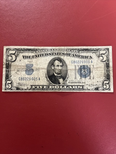 1934-A $5 Dollar Blue Seal Silver Certificate