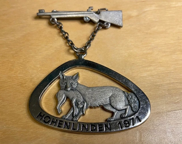 Vintage German Hat Pin Oktoberfest Fox and Hare HOHENLINDEN 1971