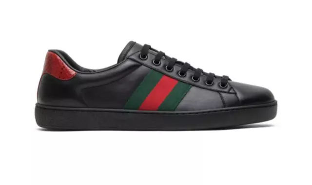 FULL SET Gucci Ace Leather 'Black' Classic Low Top Ace Sneaker 386750 A38D0 1078 2