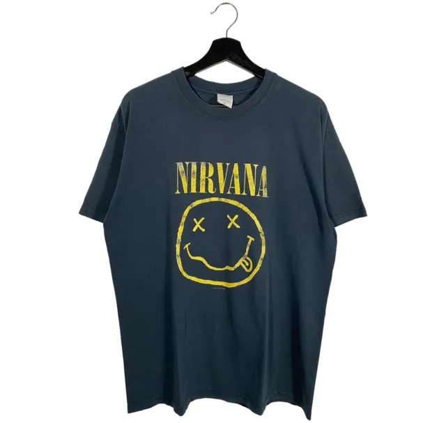 Vintage 90s Anvil Nirvana Nevermind Smiley Face band tee black men s size Large