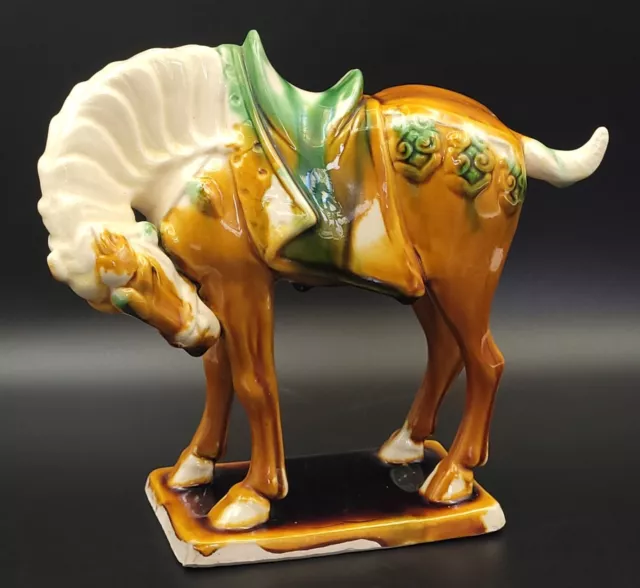 Tang Dynasty Sancai Ceramic Replica War Horse Crackle Glaze Excellent Condition