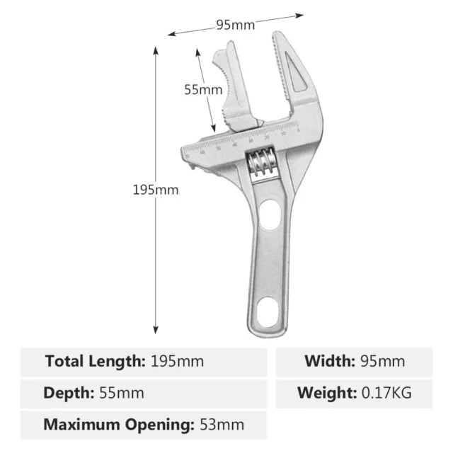 6-68mm Adjustable Bathroom Wrench Opening Pipe Nut Key Spanner DIY Hand Tool Jaw 2
