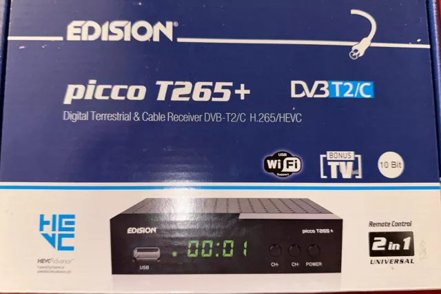 DVBT Receiver Edision Picco T265+ DVB-T2/C Receiver Neu