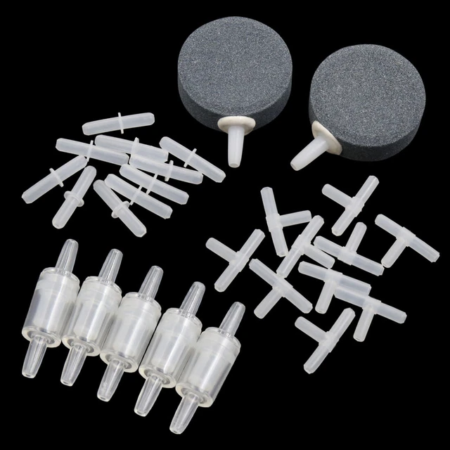 Airstone Check Valve Tubing Connector Aquarium Pump Accessaries Kit Clear Gray