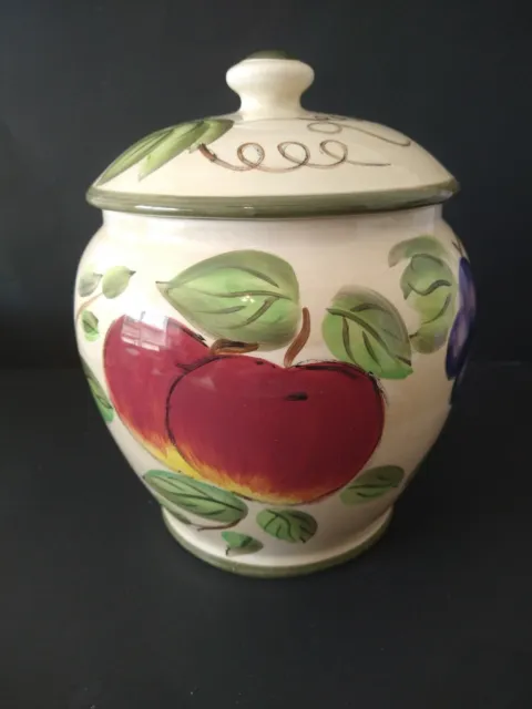 Vintage Century 10" Cookie Jar With Various Fruit Apples, Pears, Plums, Grapes