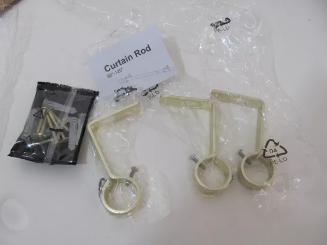 3 Pieces 1" Diameter Curtain Rod Wall Window Bracket Hook Holder Hardware Brass