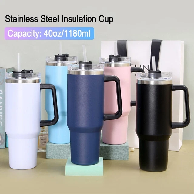 Tumbler Travel Adventure Cup 40oz Stainless Steel Handle Mug Straw Insulated