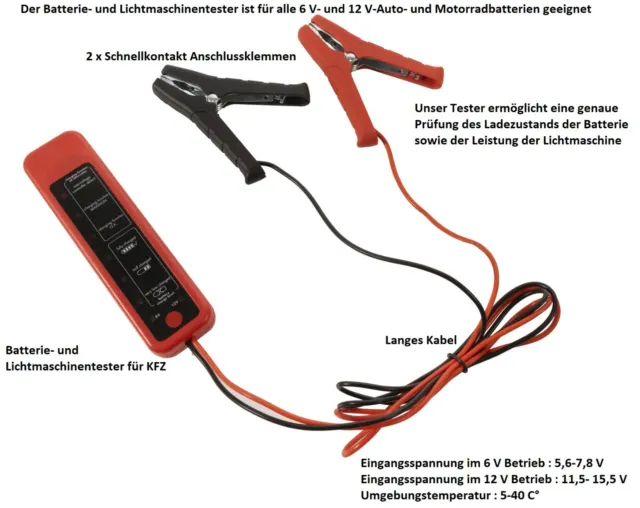 Batterie- und Lichtmaschinentester für KFZ