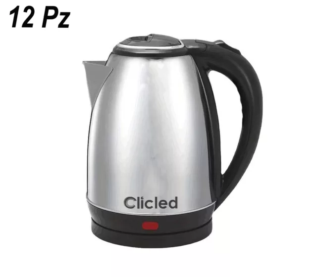 12PZ Bollitore Elettrico Acqua Calda 2L 1500W In Acciaio Scalda Bevande Tisane