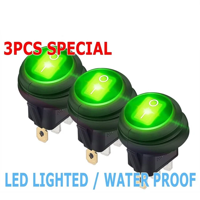 Lot De 5 Interrupteurs à Bascule 1 Pôle 12V 20A – Rouge, Maintien, Dimensions 31x14mm