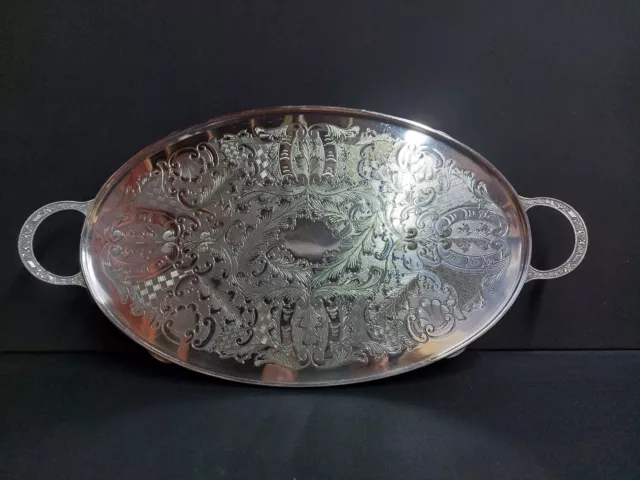 Large Vintage Viners of Sheffield Alpha Silver Plated Engraved Tray