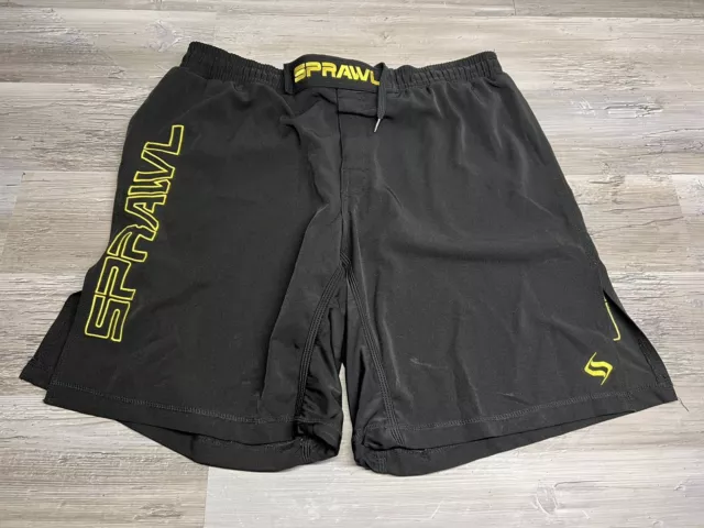 Sprawl MMA Fighting Shorts Men's Size 40 Waist 10” Inseam Black and Yellow