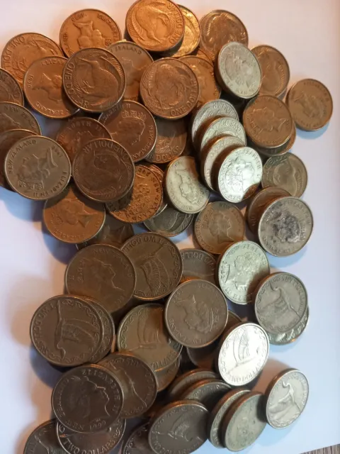 $101 New Zealand Dollars Left over Holiday Money, Coins tipping Exchangeable $NZ
