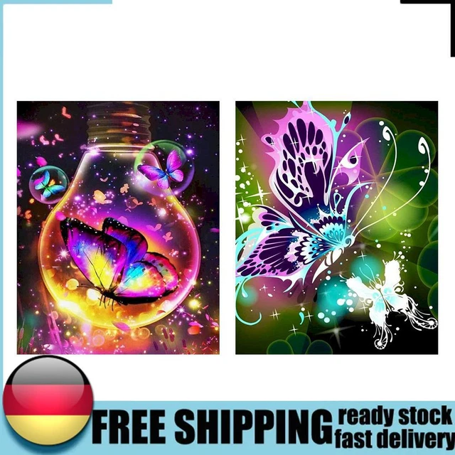 Hermoso kit artesanal de pintura al óleo de mariposas por números hágalo usted mismo lona arte de pared imagen