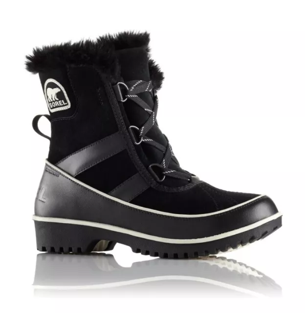 SOREL TIVOLI II Black Suede Leather Faux Fur Waterproof Winter Snow ...