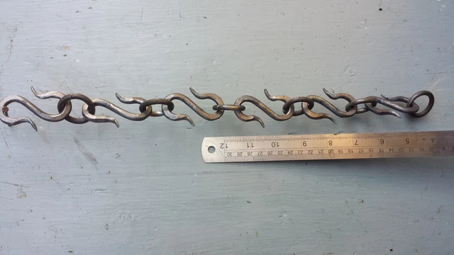 12pce Set Hand forged 'S'Hook Multipurpose Garden Iron Blacksmith made Chain 3