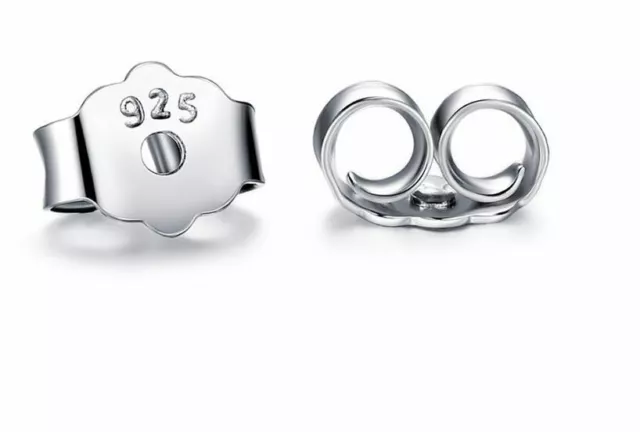 925 Sterling Silver P Round Earring Post Back Ear Nut Stopper Jewellery Findings 2