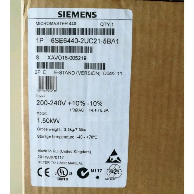 Variateur De Fréquence Siemens 6SE6440-2UD34-5FA1 - Micromaster 440 45kW, NEUF