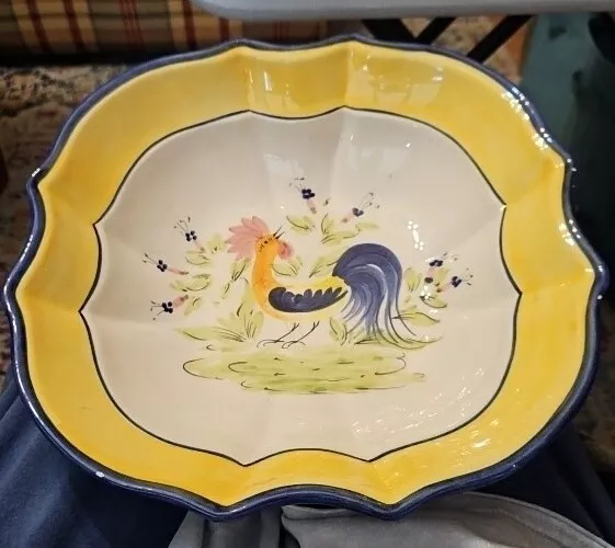 Intrada Rooster Serving Bowl Square Made in Italy Hand Painted 12"x4"