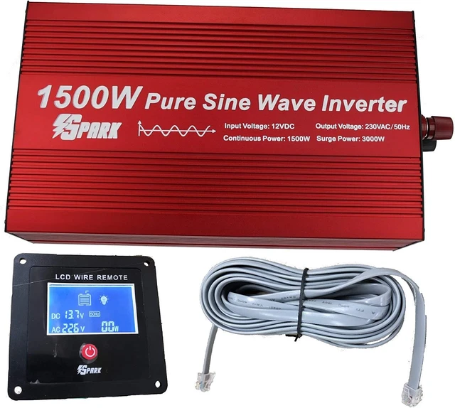 Spark 1500 Watt inverter di potenza onda sinusoidale puro 12v 3000W picco [Classe Energetica A]