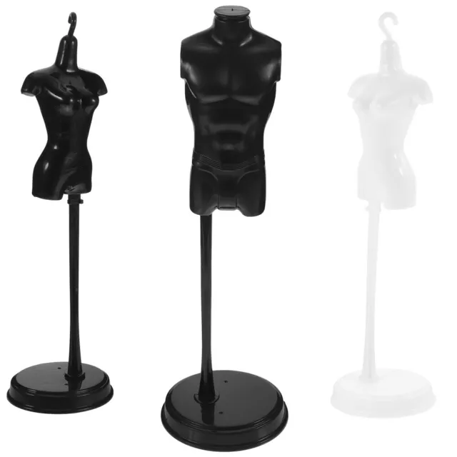 3pcs Doll Dress Form Mannequin with Base Stand - Black/White-MY